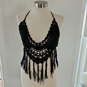 Timing Black Crochet One Piece Swimsuit